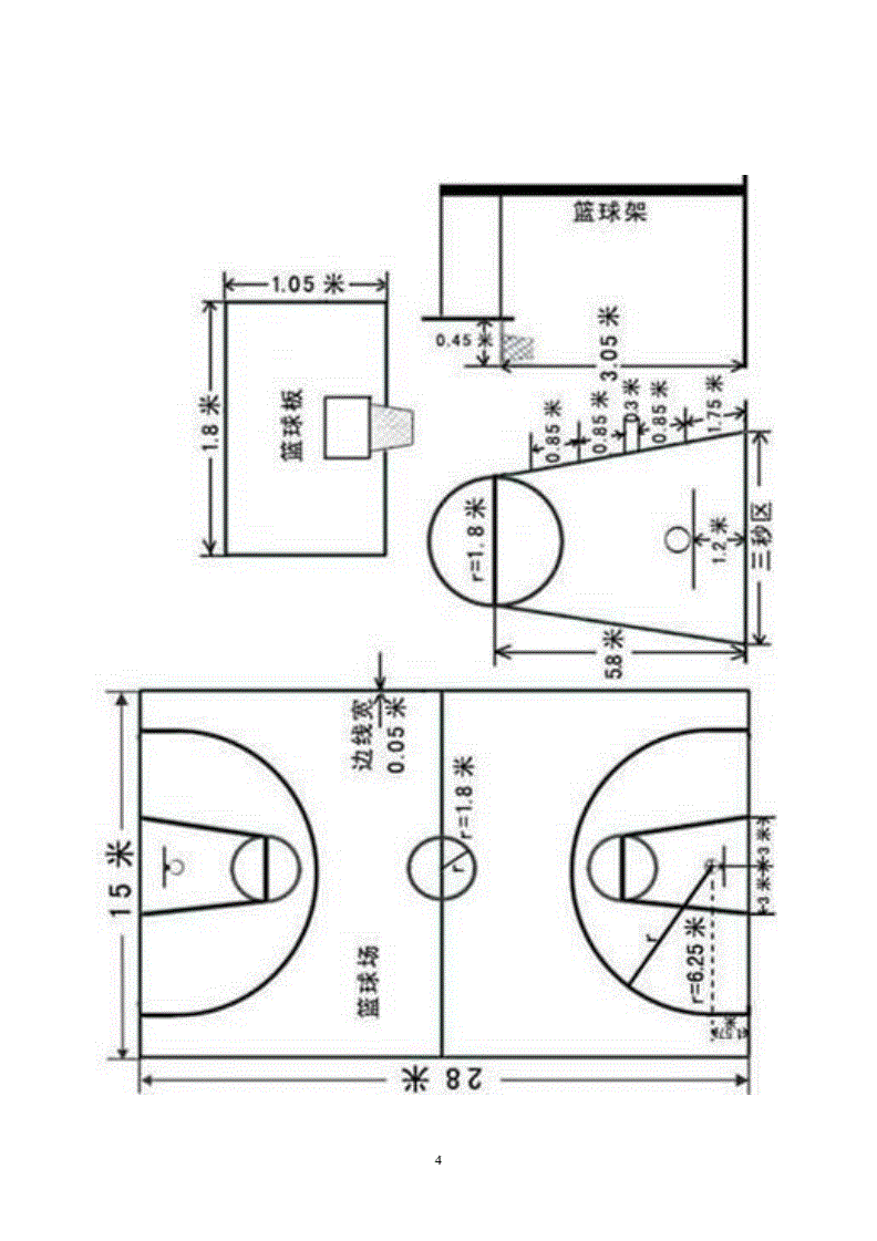 篮球场地标准尺寸，篮球场地标准尺寸图纸详细!