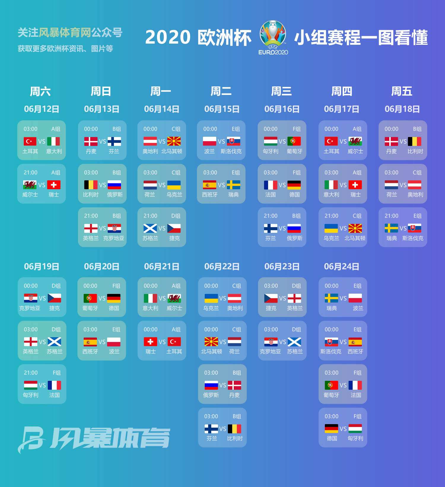 2020年欧洲杯赛程，2020年欧洲杯赛程直播!