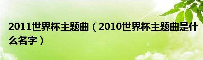 南非世界杯主题曲叫什么，南非世界杯主题曲中文意思!