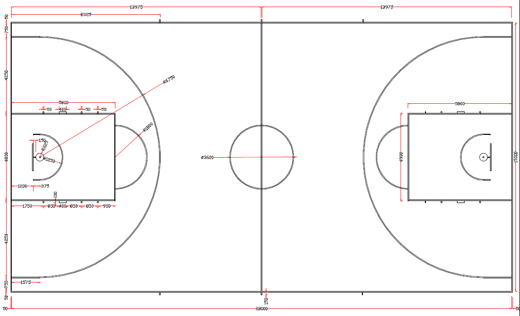 篮球场地标准尺寸，篮球场地标准尺寸从界限的 沿丈量!