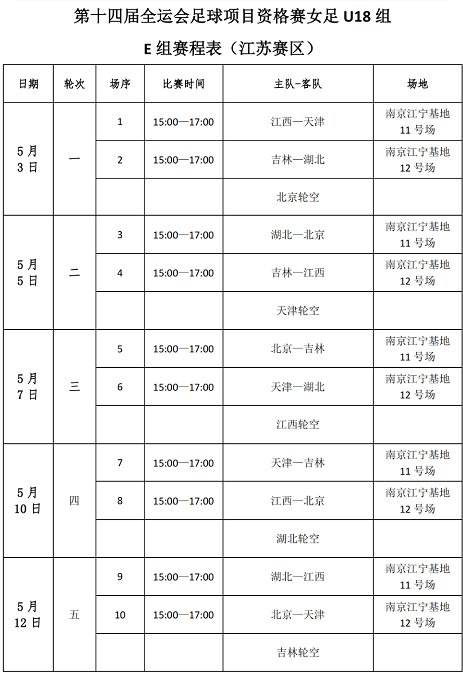 14届全运会时间表，14届全运会时间表乒乓球!