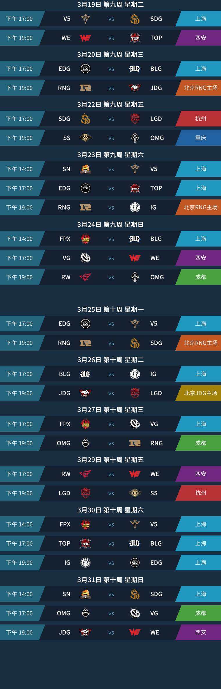 lpl2022春季赛赛程表，lpl2022春季赛赛程表最新!