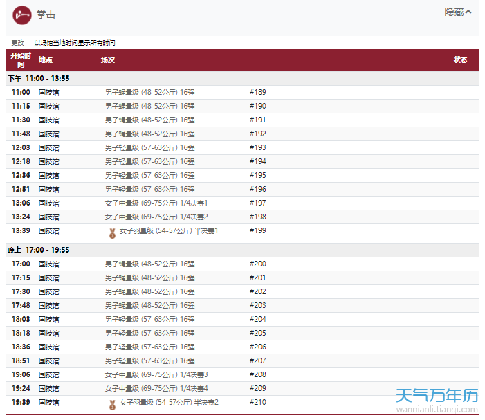 7月31日奥运会赛程，奥运会今日赛程表731!